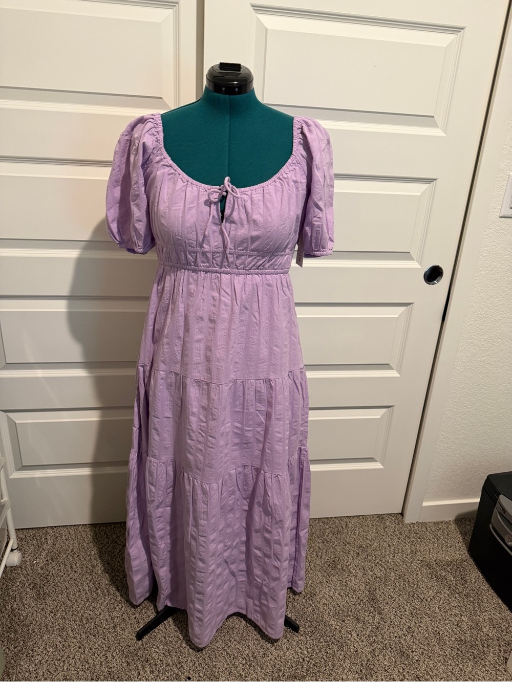 Billabong Lavender Puff-Sleeve Tiered Maxi Dress